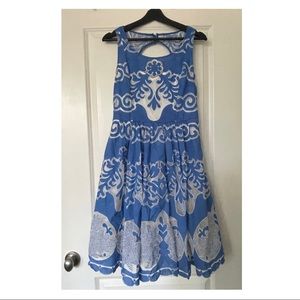 Blue & White Lace Pattern Dress